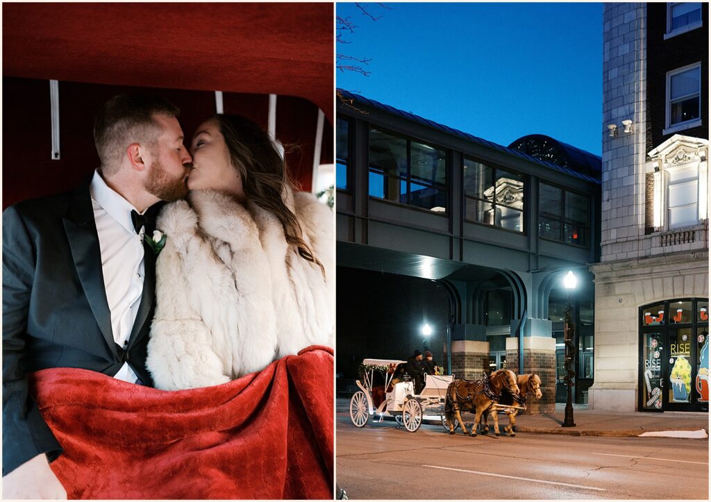A carriage pulls up to Hotel Blackhawk.